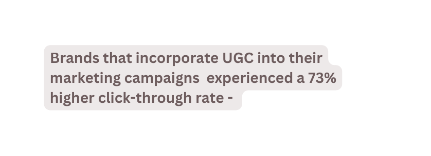 Brands that incorporate UGC into their marketing campaigns experienced a 73 higher click through rate